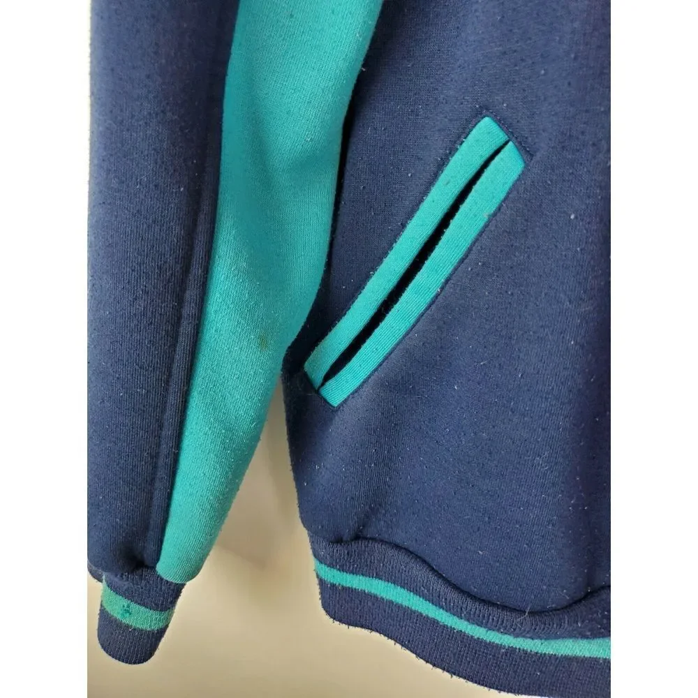 VTG Nike Rugby Union 1987 Snap Button‎ Varsity Bomber Jacket Blue XL LS HN